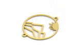 Brass Sun Charm, 6 Raw Brass Sun Charms With 2 Loops, Mountain Charms, Connector Findings (29x19x0.60mm) SMP0286