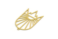 Brass Sun Charm, 4 Raw Brass Rising Sun Shaped Charms With 1 Loop, Earring Findings (37.5x22x0.60mm) SMP0292