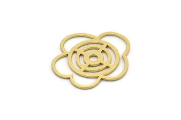 Brass Flower Charm, 8 Raw Brass Flower Shaped Charms, Charm Pendants, Earring Findings (19x18x0.60mm) SMP0295