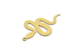 Brass Snake Charm, 12 Raw Brass Snake Shaped Charms With 1 Loop, Pendants, Findings (30x17.5x0.60mm) SMP0296