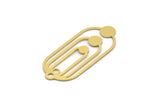 Brass Oval Charm, 4 Raw Brass Oval Charms With 2 Loops, Earring Charms (40x17x0.60mm) SMP0297