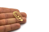 Brass Oval Charm, 4 Raw Brass Oval Charms With 2 Loops, Earring Charms (40x17x0.60mm) SMP0297