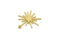 Brass Sun Charm, 24 Raw Brass Sun Charms With 1 Loop, Findings (18.5x17x0.60mm) SMP0298