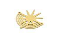 Brass Sun Charm, 6 Raw Brass Rainbow Charms With 3 Loops, Findings (27x28x0.60mm) SMP0299