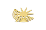 Brass Sun Charm, 6 Raw Brass Rainbow Charms With 3 Loops, Findings (27x28x0.60mm) SMP0299