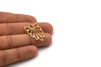 Brass Leaf Charm, 6 Raw Brass Branch Charms, Charm Pendants (32x19x0.60mm) SMP0304