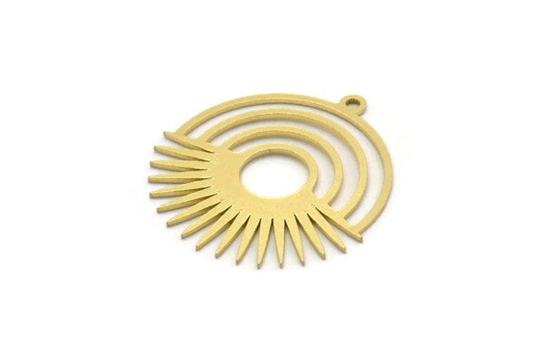 Brass Sun Charm, 8 Raw Brass Rainbow Charms With 1 Loop, Findings (25x23.5x0.60mm) SMP0305