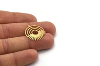 Brass Sun Charm, 8 Raw Brass Rainbow Charms With 1 Loop, Findings (25x23.5x0.60mm) SMP0305