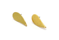 Brass Drop Earring, 8 Raw Brass Drop Stud Earrings With 1 Hole (24x10x1mm) D0585 A6683