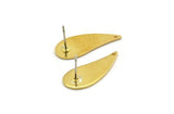 Brass Drop Earring, 8 Raw Brass Drop Stud Earrings With 1 Hole (24x10x1mm) D0585 A6683