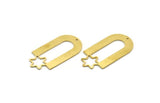 Brass Charm, 4 Raw Brass, Brass Pendants, Charm Pendants, Brass U Shaped Charms With 1 Hole (44x22x0.80mm) A6690