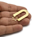 Brass Charm, 4 Raw Brass, Brass Pendants, Charm Pendants, Brass U Shaped Charms With 1 Hole (44x22x0.80mm) A6690