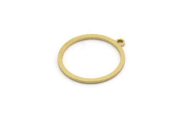 Brass Round Charm, 12 Raw Brass Round Shaped Charms With 1 Loop, Earring Findings, Geometric Charms (22x20x1mm) A3841