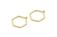 Brass Hexagon Charm, 12 Raw Brass Hexagon Shaped Charms With 1 Loop, Earring Findings, Geometric Charms (24.5x20x1mm) A5286