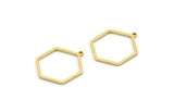 Brass Hexagon Charm, 12 Raw Brass Hexagon Shaped Charms With 1 Loop, Earring Findings, Geometric Charms (24.5x20x1mm) A5286