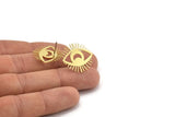 Brass Eye Earring, 8 Raw Brass Eye Shaped Stud Earrings (21x22x0.60mm) A3746