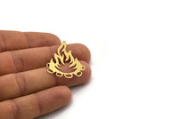 Brass Fire Charm, 4 Raw Brass Fire Shape Charms With 1 Hole, Findings (37x28x0.60mm) SMP0311