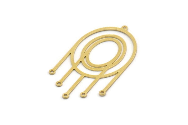 Brass Oval Charm, 4 Raw Brass Oval Charms With 6 Loops, Earring Charms (45x24x0.60mm) SMP0315