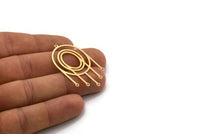 Brass Oval Charm, 4 Raw Brass Oval Charms With 6 Loops, Earring Charms (45x24x0.60mm) SMP0315