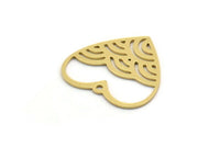 Brass Heart Charm, 8 Raw Brass Heart Shaped Charms With 1 Loop, Findings, Pendants (19x20x0.60mm) SMP0317