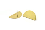 Semi Circle Earring, 6 Raw Brass Semi Circle Stud Earrings With 1 Hole (24x13x0.80mm) D911 A3894