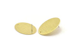 Brass Oval Earring, 4 Raw Brass Textured Oval Stud Earrings With 1 Hole (32x23x0.80mm) A1894 A3571