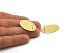 Brass Oval Earring, 4 Raw Brass Textured Oval Stud Earrings With 1 Hole (32x23x0.80mm) A1894 A3571