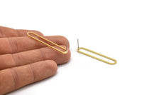 Brass Oval Earring, 8 Raw Brass Oval Stud Earrings (45x8x1mm) A4792 A3865