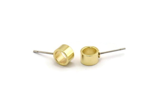 Industrial Spacer Earring, 8 Raw Brass Industrial Stud Earrings, Spacer Earring, Findings (7x4.5mm) BS 1800 A3642