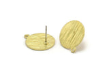 Brass Round Earring, 6 Textured Raw Brass Round Stud Earrings With 1 Loop, Earrings (16x18x0.80mm) M01123 A6876