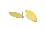 Brass Marquise Earring, 4 Textured Raw Brass Marquise Stud Earrings With 1 Hole (35x14x0.80mm) A1888 A3965
