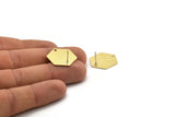 Brass Hexagon Earring, 4 Textured Raw Brass Hexagon Stud Earrings With 1 Hole (23x20x0.80mm) A1893 A3929