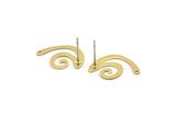 Brass Wavy Earring, 10 Raw Brass Wavy Shaped Stud Earrings With 1 Hole (18x15x0.60mm) D961 A6873