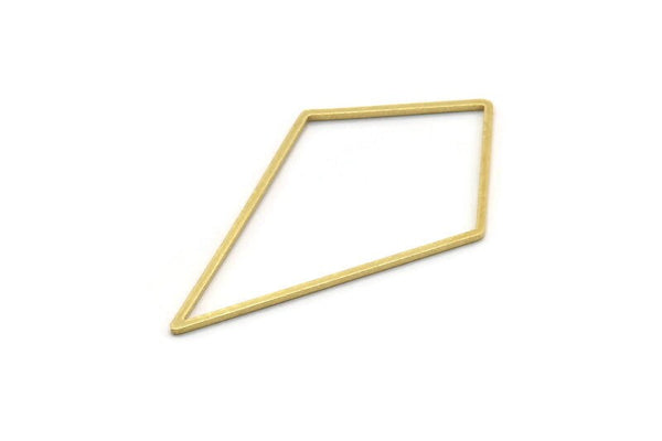 Brass Diamond Charm, 24 Raw Brass Diamond Ring Charms, Connectors, Findings (51x28x1mm) A3094