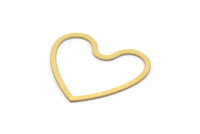 Brass Heart Charm, 24 Raw Brass Heart Connectors, Findings (25x28.5x0.60mm) A3924