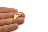 Semi Circle Charm, 12 Raw Brass Half Moon Charms With 1 Hole, Crescent Moon Charms, Findings (11x30x0.60mm) A3184