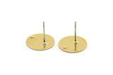 Brass Round Earring, 8 Raw Brass Round Stud Earrings With 1 Hole (13x0.80mm) D0744 A6879