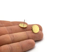 Brass Round Earring, 8 Raw Brass Round Stud Earrings With 1 Hole (13x0.80mm) D0744 A6879