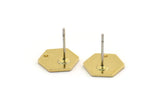 Brass Honeycomb Earring, 10 Raw Brass Hexagon Stud Earrings With 1 Hole (10x1mm)  D0737 A6874