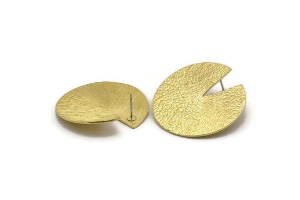 Brass Stud Earring, 2 Raw Brass Round Stud Earrings (34x1mm) N2294