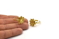 Brass Ring Settings, Raw Brass Flower Ring With 1 Round Shaped Stone Setting - Pad Size 4mm N2422