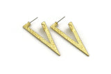 Earring Studs, 2 Raw Brass - Triangle Shaped Stud Earrings With Pad For 7mm Stone - Brass Earrings - Earrings (55x20x1.8mm) N2418
