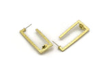 Earring Studs, 2 Raw Brass - Rectangle Shaped Stud Earrings With Pad For 7mm Stone - Brass Earrings - Earrings (46x18x1.8mm) N2414