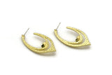 Earring Studs, 2 Raw Brass - Marquise Shaped Stud Earrings With Pad For 7mm Stone - Brass Earrings - Earrings (46x21x1.8mm) N2421