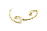 Earring Studs, 2 Raw Brass - Irregular Shaped Stud Earrings With Pad For 7mm Stone - Brass Earrings - Earrings (55x21x2mm) N2419