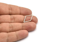 Silver Diamond Charm, 24 Silver Tone Open Diamond Ring Charms (23x13.5x1mm) D0028 H0389