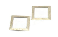 Gümüş Kare Charm, 2 Antik Gümüş Kaplama Pirinç Kare Charm, Küpeler, Bulgular (50x7x0,80 mm) E639