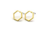 Brass Hexagon Earring, 8 Raw Brass Hexagon Ring Stud Earrings (12x0.8x2mm) Bs 1178 A6859