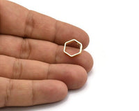 Brass Hexagon Earring, 8 Raw Brass Hexagon Ring Stud Earrings (12x0.8x2mm) Bs 1178 A6859