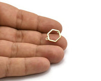 Brass Hexagon Earring, 12 Raw Brass Hexagon Stud Earrings With 1 Loop (15x12mm) D0736 A6856